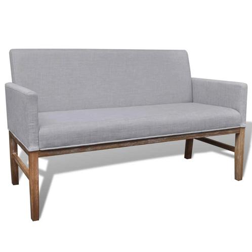 vidaXL Bank met gevoerde kussens stof rubberwood lichtgrijs, Huis en Inrichting, Banken | Bankstellen, Nieuw, Minder dan 150 cm