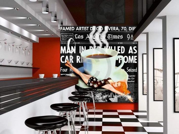 Kunstdruk Marcel Terrani - Give me all your coffee 70x70cm, Huis en Inrichting, Woonaccessoires | Schilderijen, Tekeningen en Foto's