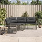 vidaXL Tuinbank met kussens en voetensteun L-vormig poly, Verzenden, Nieuw, Rotan