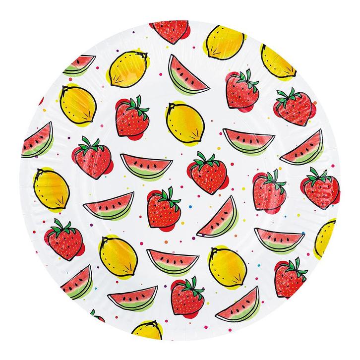 Set Bordjes Fruit 23cm (8st), Hobby en Vrije tijd, Feestartikelen, Nieuw, Ophalen of Verzenden