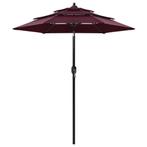 vidaXL Parasol 3-laags met aluminium paal 2 m bordeauxrood, Tuin en Terras, Parasols, Verzenden, Nieuw