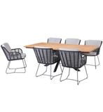 Minerva Fabrice dining tuinset 220x95xH75cm 7 delig teak 4, Ophalen of Verzenden, Nieuw