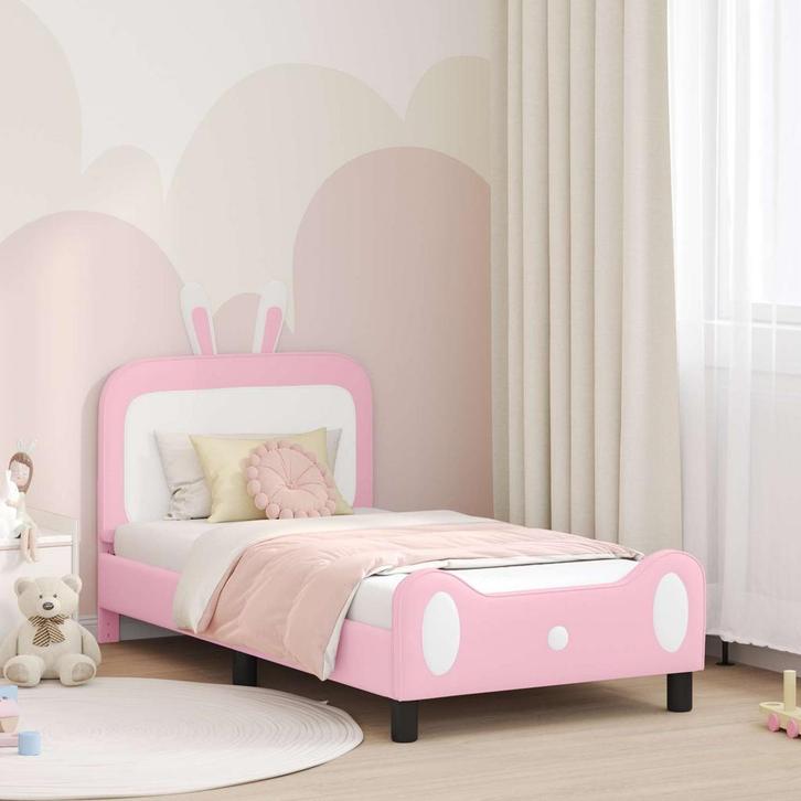 vidaXL Bedframe voor kinderen met hoofdbord Roze 80 x 160 cm, Huis en Inrichting, Slaapkamer | Bedden, Nieuw, Verzenden