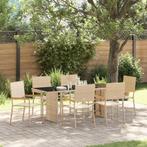 vidaXL Tuin Eetset 7 pcs Beige 190 x 80 x 75 cm poly rattan, Verzenden, Nieuw, Rotan