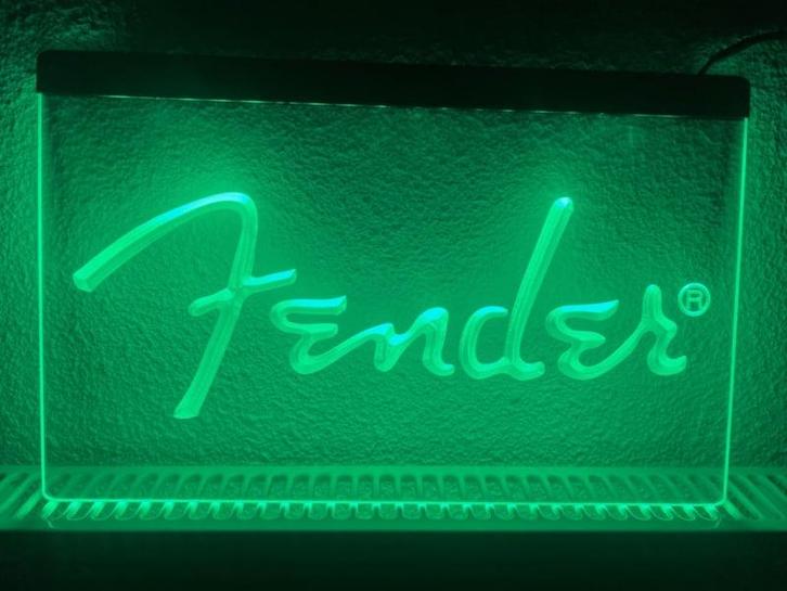 Fender neon bord lamp LED  verlichting reclame lichtbak *GRO, Verzamelen, Merken en Reclamevoorwerpen, Nieuw, Verzenden