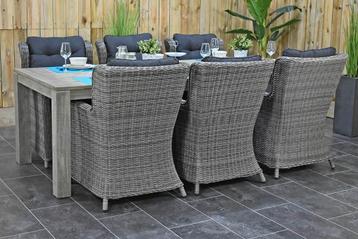 Cancun Tafel 240 Vintage Antique Grey met 6 Delano Dining Tu beschikbaar voor biedingen