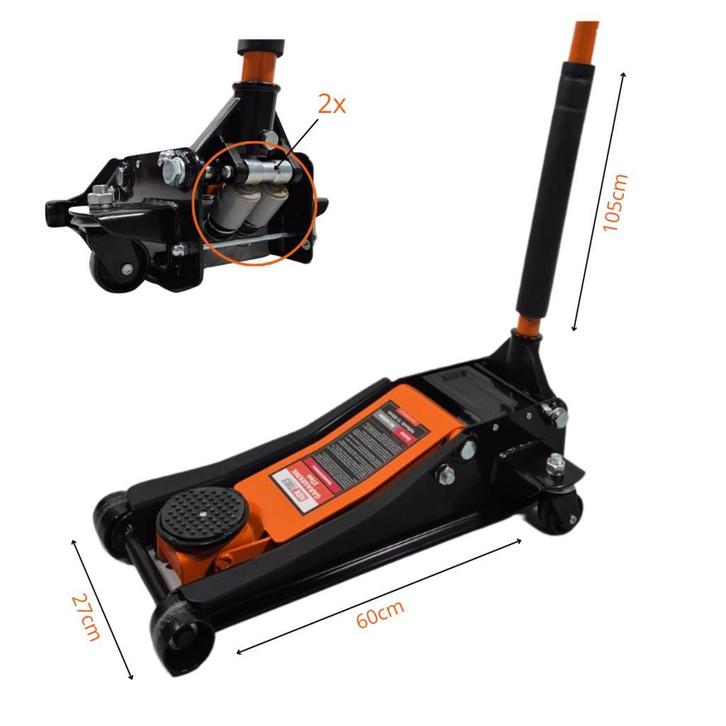 Garagekrik 3 ton | Dubbele plunjer | Extra laag 75mm - 465mm, Auto diversen, Krikken, Garagekrik, Nieuw, Hydraulisch, Ophalen of Verzenden