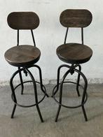 Kruk - Vurenhout - Set van twee krukken - retro stijl
