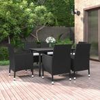 vidaXL 7-delige Tuinset met kussens poly rattan en glas, 6 zitplaatsen, Nieuw, Tuinset, Verzenden