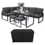 Tuinmeubel Set Grijs Aluminium Rotan Opbergbox Zwart 582L, Tuin en Terras, Verzenden, Nieuw