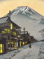 Mt. Fuji with yellow/gold sky from Yoshida  - NO