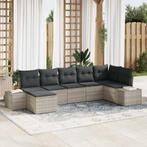 vidaXL Tuin Sofa Set met kussen 7 pcs Lichtgrijs poly rattan, Verzenden, Nieuw, Rotan