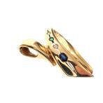 Gouden hanger met diamant, smaragd en saffier, Overige merken, Goud, Gebruikt, Ophalen of Verzenden