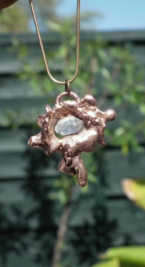 Electroformed Koperen Herkimer Diamant hanger, Verzamelen, Mineralen en Fossielen, Verzenden