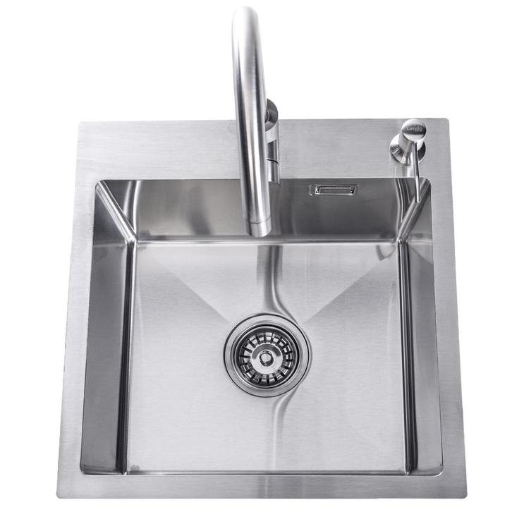 Spoelbak + keukenkraan | Gootsteen | RVS | 44x44cm | Zilver, Huis en Inrichting, Keuken | Keukenelementen, 25 tot 50 cm, Overige kleuren