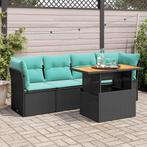 vidaXL 5-delige Loungeset met kussens poly rattan zwart, Verzenden, Nieuw, Rotan, Loungeset