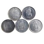 Zwitserland. Silver 5x 1 Franc (Helvetia standing series), Postzegels en Munten, Munten | Europa | Niet-Euromunten
