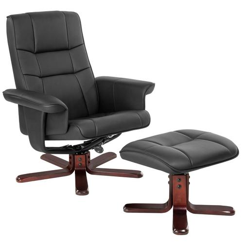 TV-fauteuil met krukje model I - zwart/bruin, Huis en Inrichting, Stoelen, Verzenden