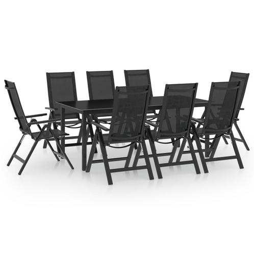 vidaXL 9-delige Tuinset aluminium antracietkleurig, Tuin en Terras, Tuinsets en Loungesets, Tuinset, Nieuw, 8 zitplaatsen, Aluminium
