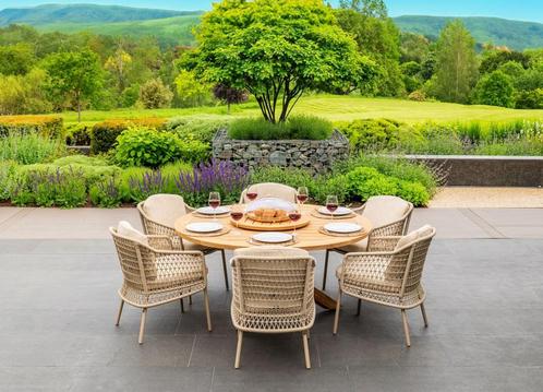 4 Seasons Outdoor Puccini tuinset latte met Prado teakhouten, Tuin en Terras, Tuinsets en Loungesets, Ophalen of Verzenden