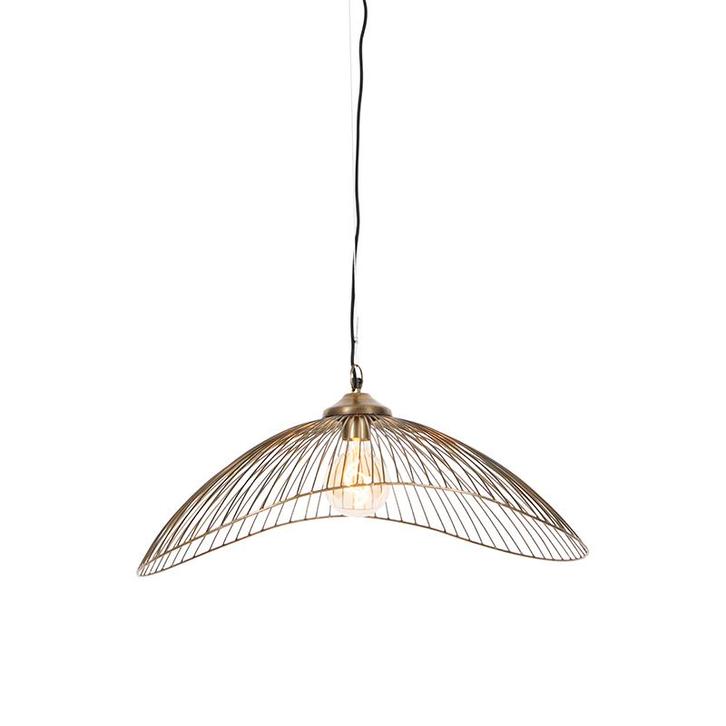 Design hanglamp messing draad 64cm - Pia, Huis en Inrichting, Lampen | Hanglampen, Nieuw, Overige materialen, 75 cm of meer