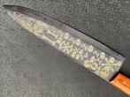 Orange Wave Patterned Chef’s Knife - Tafelmes - Hout, Staal, Antiek en Kunst