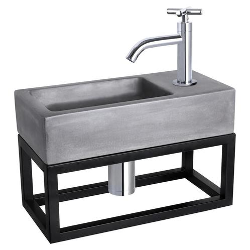 Fonteinset Differnz Ravo Beton en Handoekrek 38.5x18.5x9 cm, Doe-het-zelf en Verbouw, Sanitair, Overige typen, Nieuw, Chroom, Ophalen of Verzenden