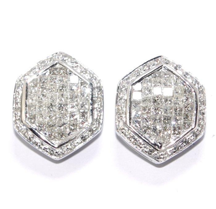 Oorbellen - 14 karaat Witgoud - 2.20ct. tw. Diamant, Sieraden, Tassen en Uiterlijk, Oorbellen