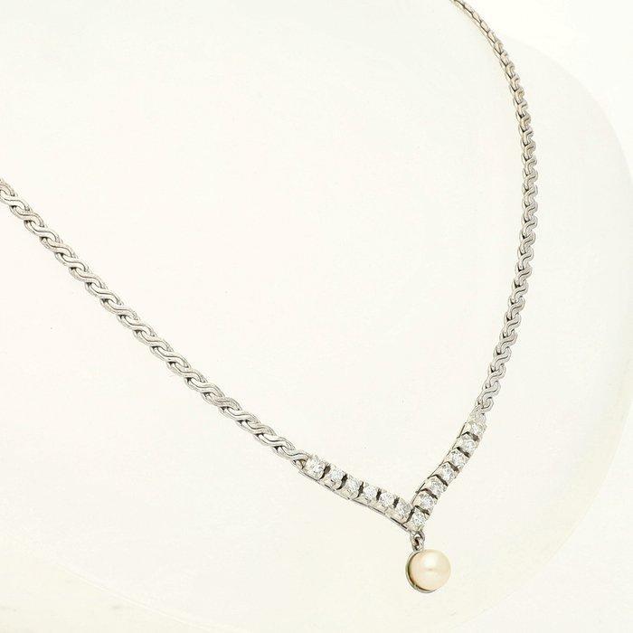 Halsketting - 14 karaat Witgoud - 0.65ct. tw. Diamant, Sieraden, Tassen en Uiterlijk, Kettingen