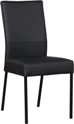 Donkerblauwe leren moderne eetkamerstoel - poot vierkant zwa, Huis en Inrichting, Stoelen, Overige kleuren, Nieuw, Leer, Ophalen of Verzenden