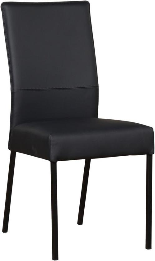 Donkerblauwe leren moderne eetkamerstoel - poot vierkant zwa, Huis en Inrichting, Stoelen, Eén, Overige kleuren, Nieuw, Leer, Ophalen of Verzenden
