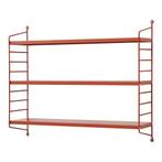 Wandrek Strängnäs met 3 planken staal baksteenrood 50x60x15, Huis en Inrichting, Woonaccessoires | Wandplanken en Boekenplanken