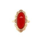 Gouden vintage ring met bloedkoraal 14 kt, Ophalen of Verzenden, Nieuw