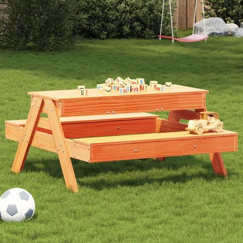 vidaXL Picknicktafel met zandbak voor kinderen grenenhout, Tuin en Terras, Tuintafels, Nieuw, Verzenden