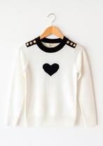 Meisjestrui – Wit met zwart hart en gouden knopen.|NIEUW, Ophalen of Verzenden, Nieuw, Meisje, Trui of Vest