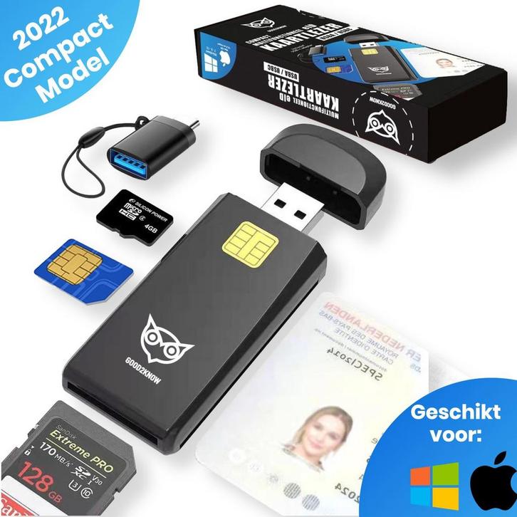 Good2know Id Kaartlezer – Kaartlezer identiteitskaart – SD, Computers en Software, Overige Computers en Software, Zo goed als nieuw