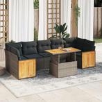 vidaXL 8-delige Loungeset met kussens poly rattan acacia, Verzenden, Nieuw, Rotan, Loungeset