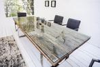 Massieve eettafel BARRACUDA 200cm antiek teakhout met stalen, Ophalen of Verzenden, Nieuw