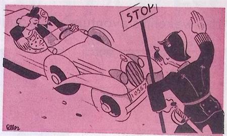 Paar in de auto moet stoppen op spotprent (lijst optie), Antiek en Kunst, Kunst | Litho's en Zeefdrukken, Verzenden