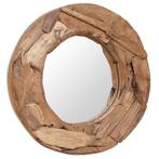 vidaXL Decoratieve spiegel rond 60 cm teakhout, Huis en Inrichting, Woonaccessoires | Spiegels, Verzenden, Nieuw