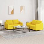 vidaXL 2-delige Loungeset met kussens stof lichtgeel, Huis en Inrichting, Banken | Bankstellen, Verzenden, 150 tot 200 cm, Nieuw