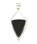 Zilveren Zwarte Jade edelsteen punt open XL hanger, Sieraden, Tassen en Uiterlijk, Kettinghangers, Verzenden, Nieuw