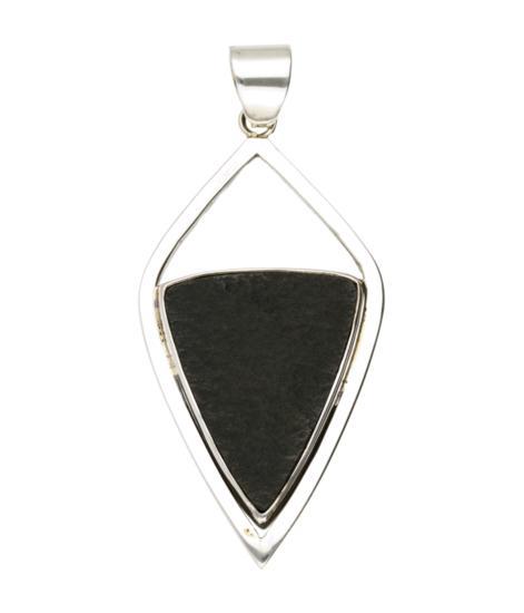 Zilveren Zwarte Jade edelsteen punt open XL hanger, Sieraden, Tassen en Uiterlijk, Kettinghangers, Verzenden