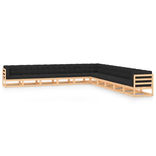 vidaXL 11-delige Loungeset met antracietkleurige kussens, Tuin en Terras, Tuinsets en Loungesets, Loungeset, Nieuw, Verzenden