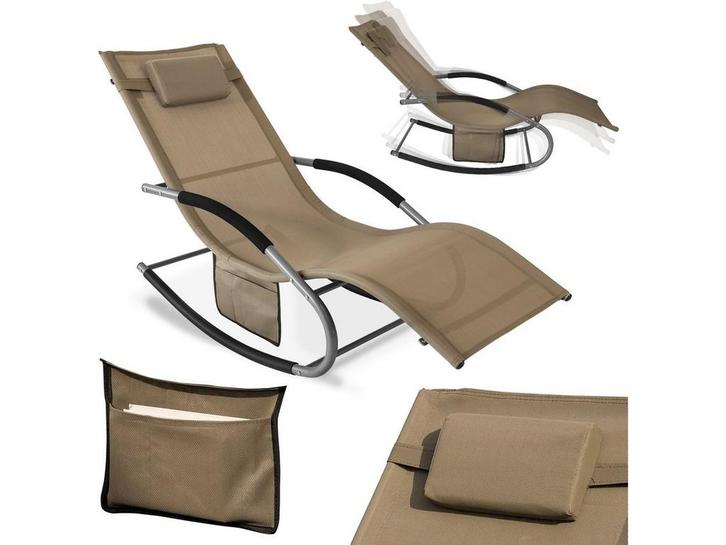 SoBuy OGS28-BR - Tuinstoel - Bruine Metal Schommelstoel met, Huis en Inrichting, Woonaccessoires | Overige, Nieuw, Verzenden