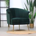 40% Korting: Velvet fauteuil Amy donkergroen, Ophalen, Zo goed als nieuw, Velvet chique, Modern