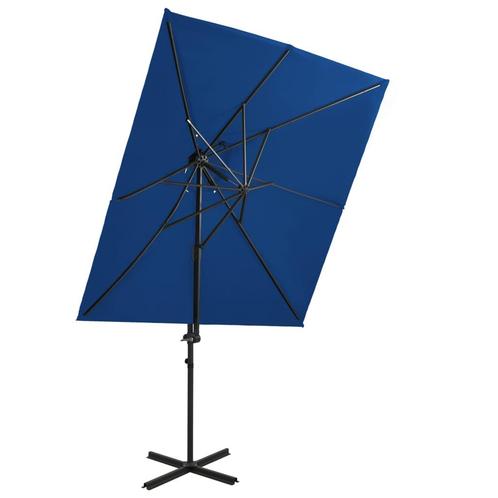 vidaXL Zweefparasol met dubbel dak 250x250 cm azuurblauw, Tuin en Terras, Parasols, Nieuw, Verzenden