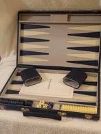 Spel (1) - Backgammon-Koffer - Leer-messing-stof-acryl, Antiek en Kunst, Curiosa en Brocante