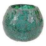 Waxinelichthouder - Gebroken Glas - Groen (ca. 9,5 x 7 cm), Nieuw, Verzenden