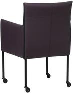 Donkerpaarse leren moderne kuipstoel - poot rond zwart met w, Huis en Inrichting, Stoelen, Overige kleuren, Nieuw, Leer, Ophalen of Verzenden